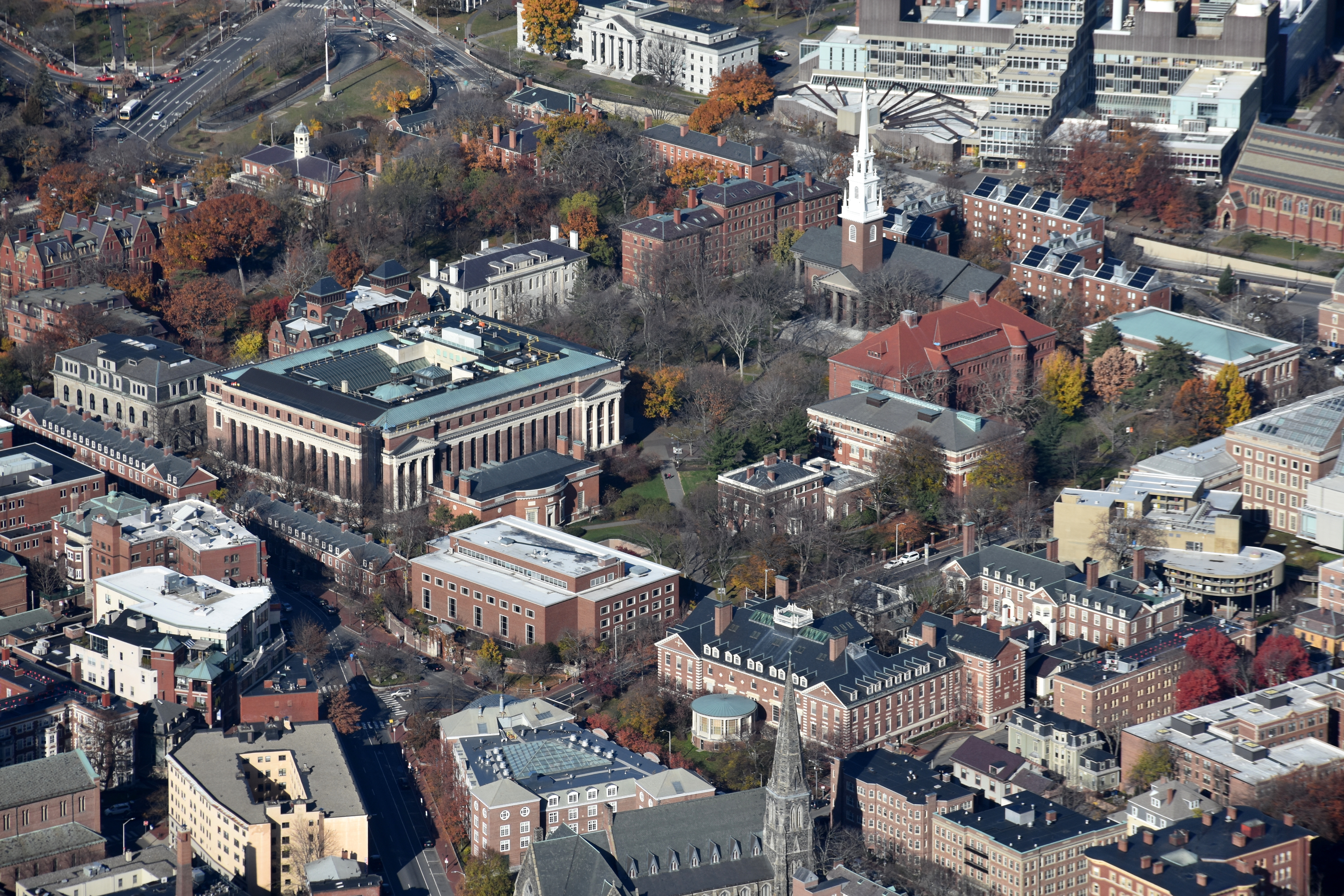 Aerial view of Harvard Yard